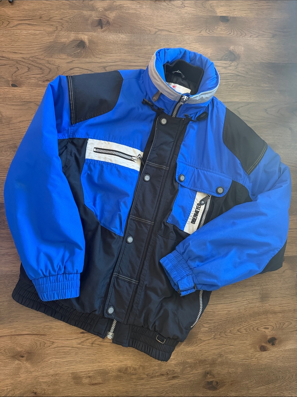 Obermeyer Vintage Men's Medium Color Block Royal and Black Ski Jacket